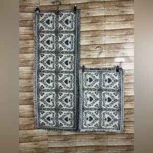 (4) Vintage Cotton Linen Placemats Country Style Design with Runner